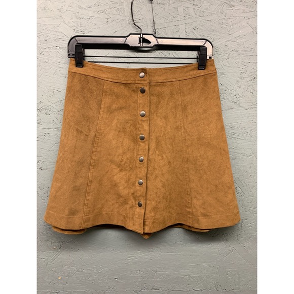 Abercrombie‎ & Fitch Brown Suede Button Front Skirt Womens Size 2 Mini - Picture 1 of 6